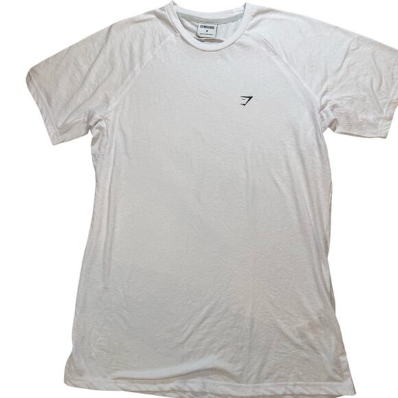 NWOT Gymshark White Raglan Sleeve Baseball T-Shirt Size M Logo Tee Athletic Fit - Picture 1 of 8